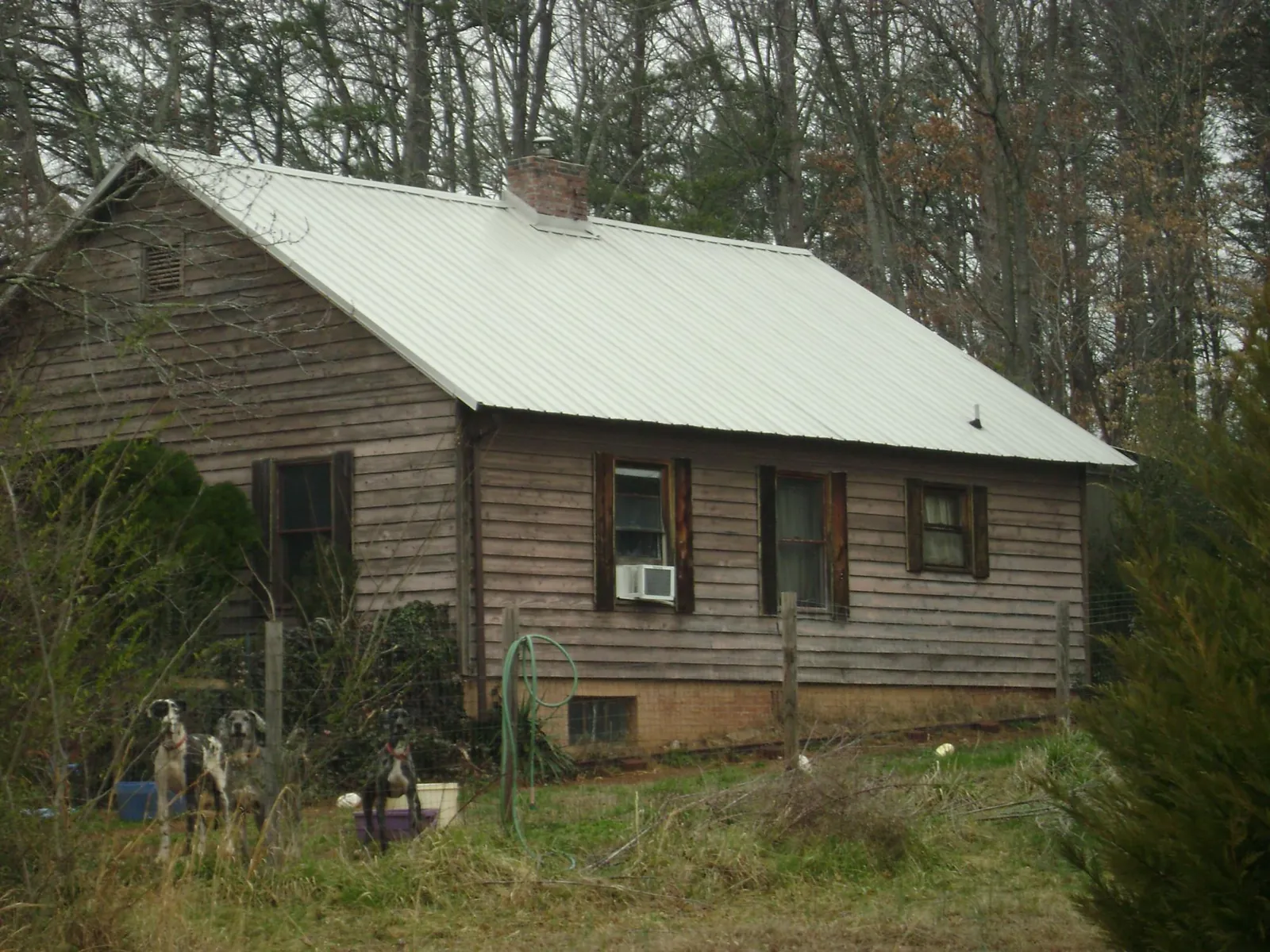 White metal roof on an old wood sided farmhouse, from a Metal Roof Installation job in Left Hand